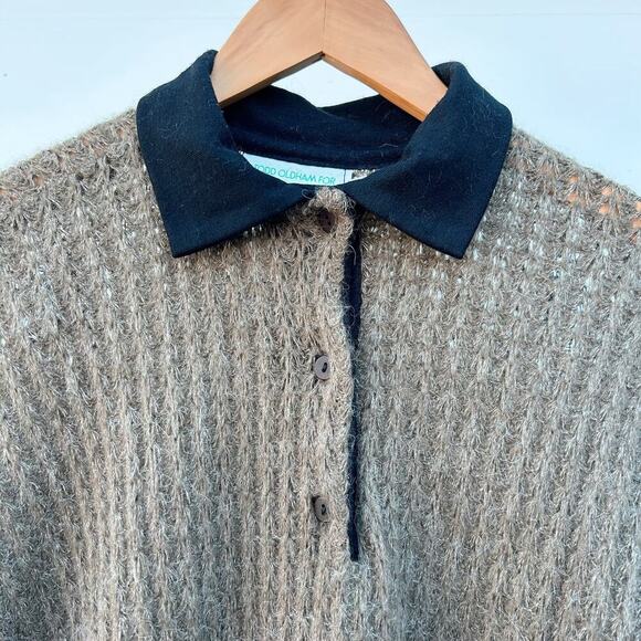 Vintage Todd Oldham Congovid Alpaca Wool Chunky Knit Sweater Brown Collar - Picture 4 of 9